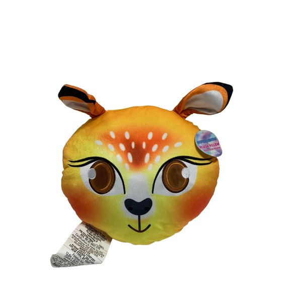 New Expression Plush Pillow Ages 3+ Deer Fawn Head 13x14 Stuffed Toy - Picture 1 of 4
